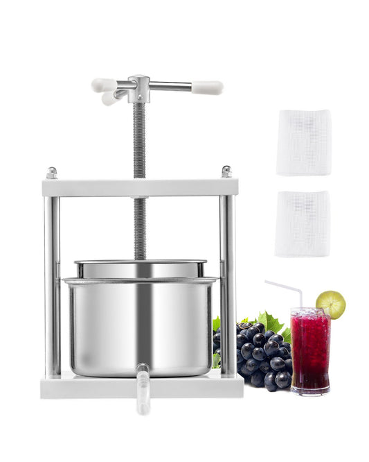 Fruit Wine Press Manual Press for Winemaking 1.45 Gal/5L Stainless Steel