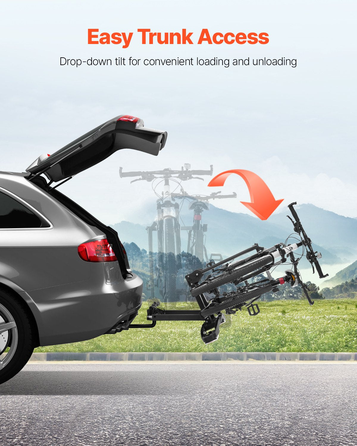 Bike holder for 2 bikes Lockable towbar Bike holder Fits 5 cm receiver