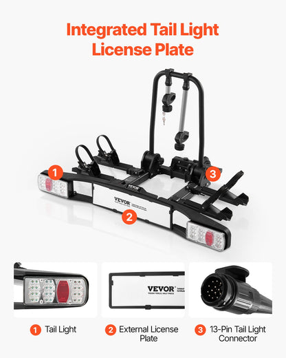 Bicycle carrier for 2 bicycles foldable bicycle carrier with towbar Fits 5 cm receiver