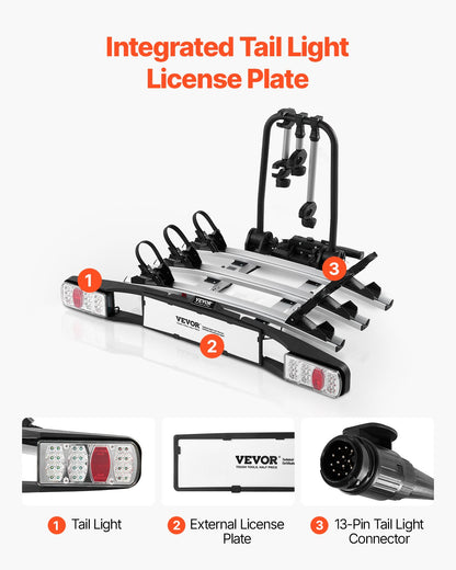 Bike holder for 3 bikes Lockable towbar Bike holder Fits 5 cm receiver