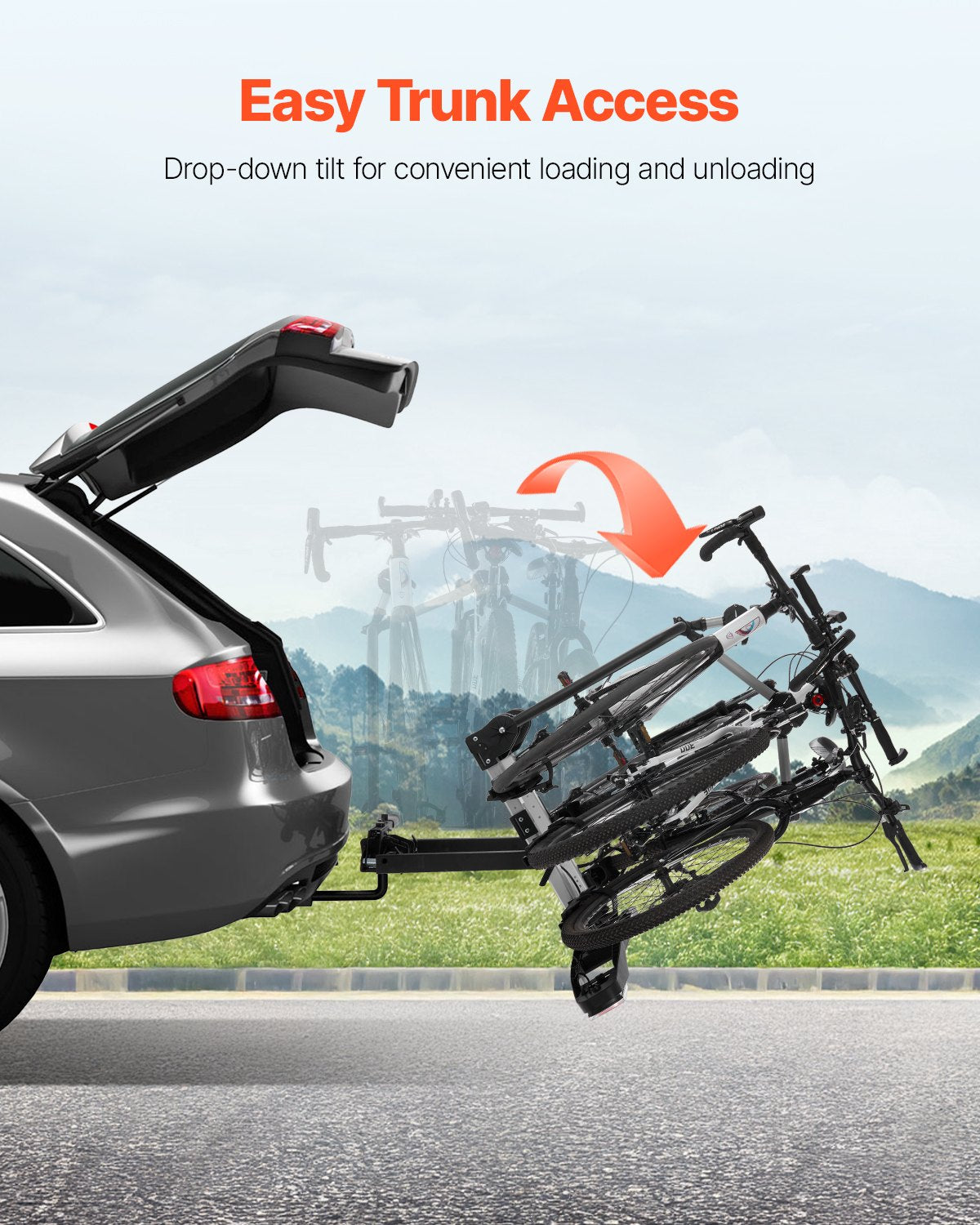 Bicycle carrier for 3 bicycles Foldable bicycle carrier for couplings Fits 5 cm receivers
