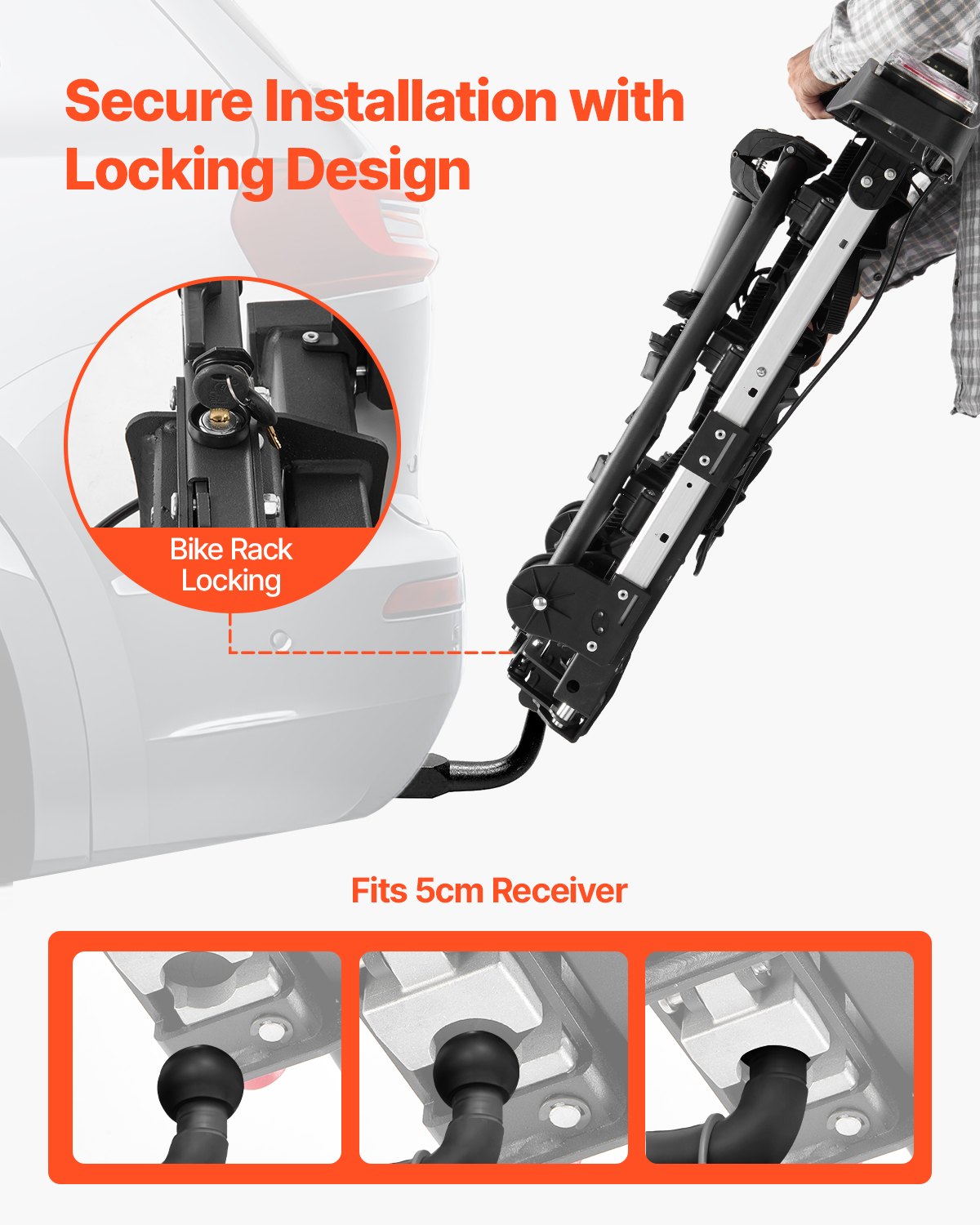 Bicycle carrier for 3 bicycles Foldable bicycle carrier for couplings Fits 5 cm receivers