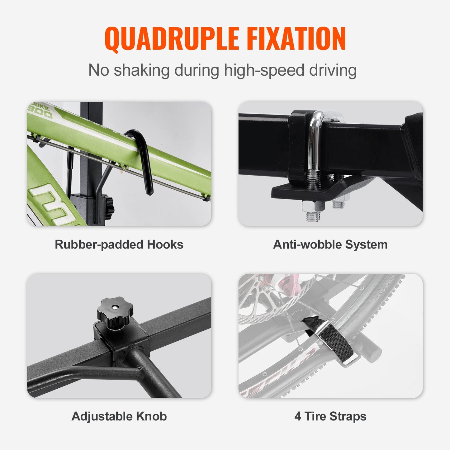 Hitch Mount Bike Rack, 2-Bike Platform Style, 80 LBS Max Capacity Bike Rack Hitch for 1.25-/2-Inch Receiver, Titling and Folding Bike Rack with Tires up to 2.4" Wide, for Car, SUV, Truck, RV, Rectangular Interface