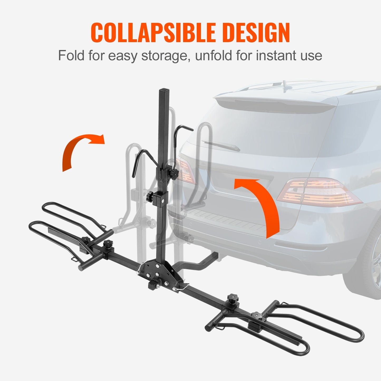 Hitch Mount Bike Rack, 2-Bike Platform Style, 80 LBS Max Capacity Bike Rack Hitch for 1.25-/2-Inch Receiver, Titling and Folding Bike Rack with Tires up to 2.4" Wide, for Car, SUV, Truck, RV, Rectangular Interface