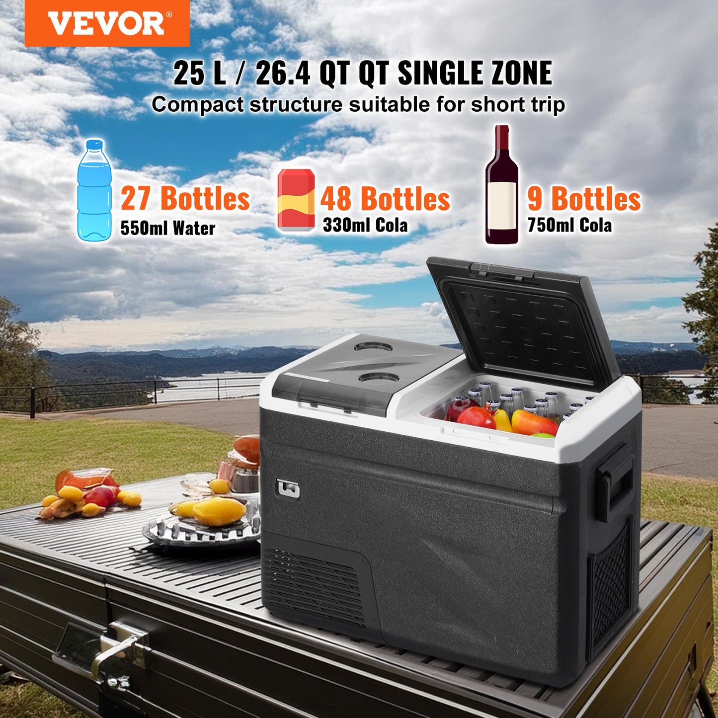 Portable Car Refrigerator Freezer with Ice Making Function 36 L Dual Zone