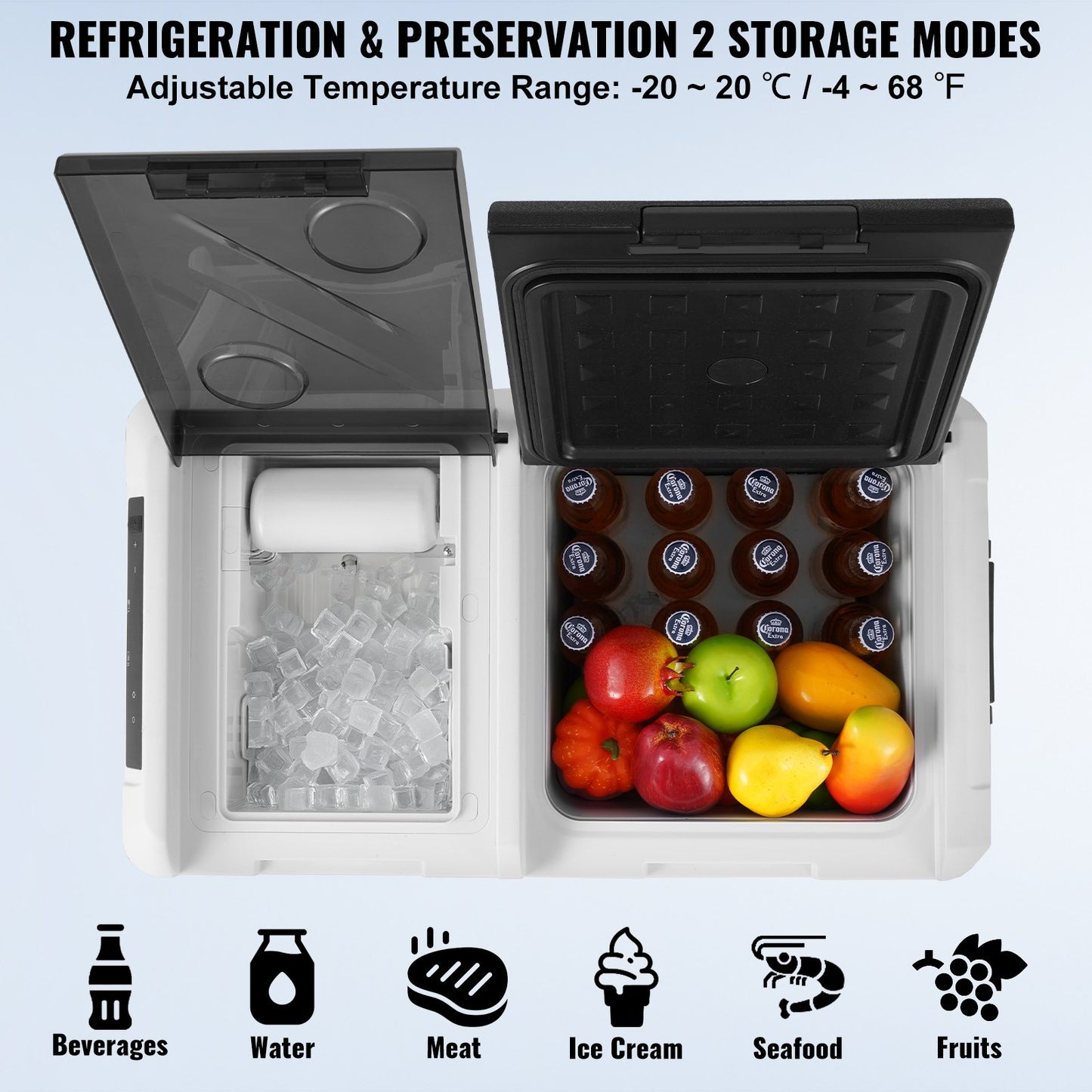 Portable Car Refrigerator Freezer with Ice Making Function 36 L Dual Zone