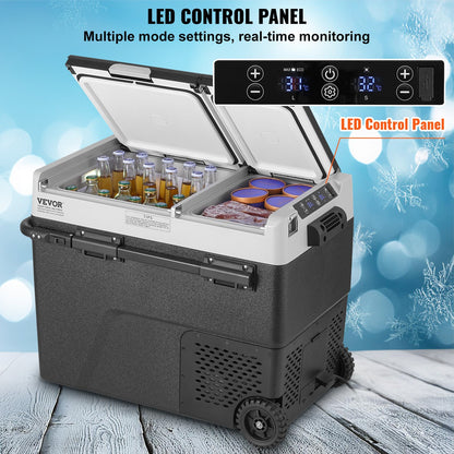 Portable Car Refrigerator Freezer Compressor 58 L Dual Zone for Home Car