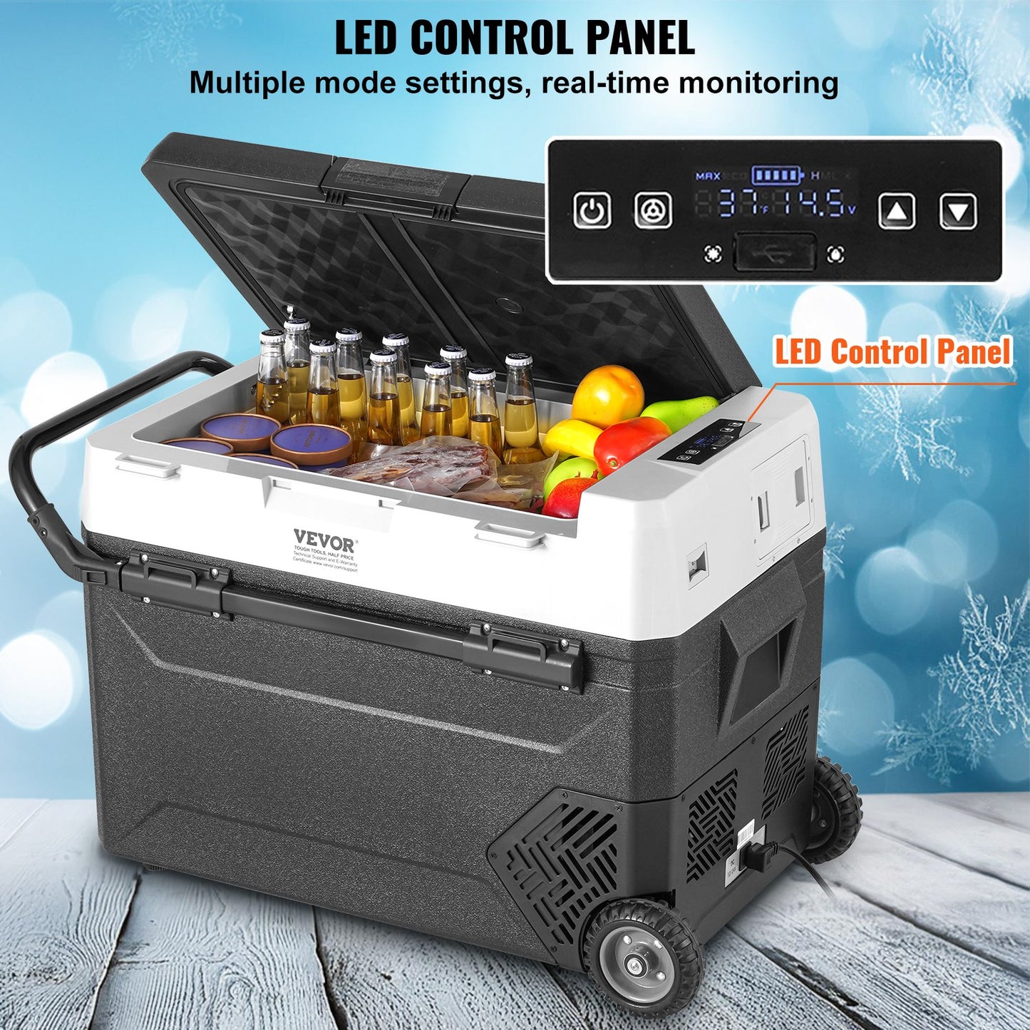 Portable Car Refrigerator Freezer Compressor 60 L Single Zone for Car Home