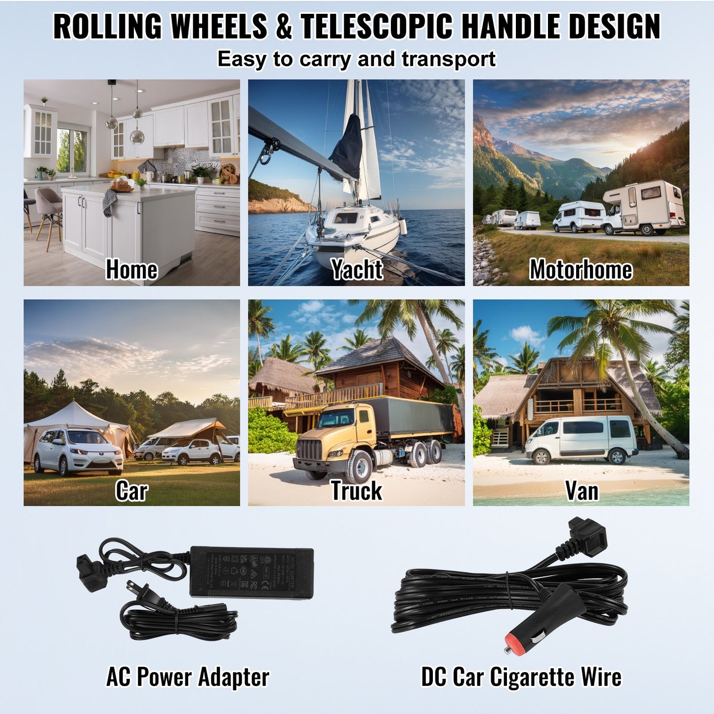 Portable Car Refrigerator Freezer Compressor 60 L Single Zone for Car Home