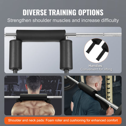 Sicherheits-Kniebeugenstange, 700 Pfund Fitness-Kniebeugenstange, Sicherheits-Kniebeugenstangenaufsatz mit Schulter- und Armpolstern, Gewichtsstange mit 28 mm Durchmesser, ideal für Frontkniebeugen, Ausfallschritte, Reha, Physiotherapie