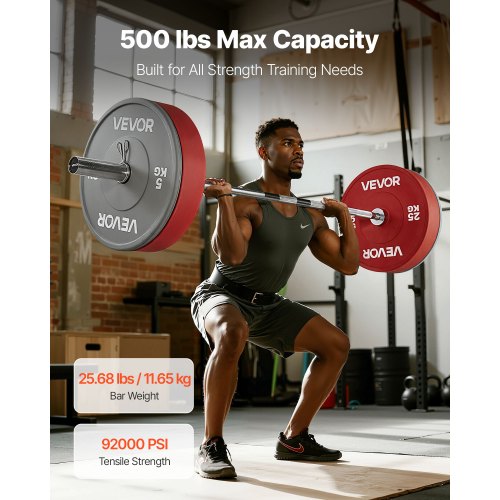 6FT skivstång, passar 2-tums viktskivor, förkromad skivstång med räfflat grepp för styrketräning, tyngdlyftning, knäböj, marklyft, bänkpress, curl, overheadpress, 500lbs kapacitet |  EU
