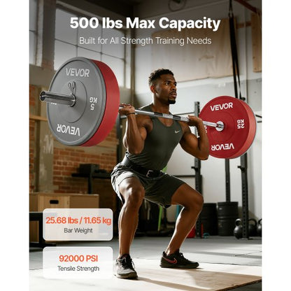 6FT skivstång, passar 2-tums viktskivor, förkromad skivstång med räfflat grepp för styrketräning, tyngdlyftning, knäböj, marklyft, bänkpress, curl, overheadpress, 500lbs kapacitet |  EU