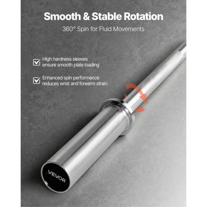 6FT skivstång, passar 2-tums viktskivor, förkromad skivstång med räfflat grepp för styrketräning, tyngdlyftning, knäböj, marklyft, bänkpress, curl, overheadpress, 500lbs kapacitet |  EU