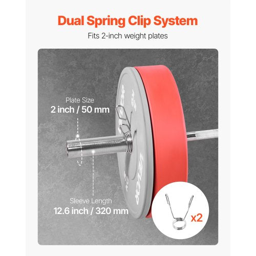 6FT skivstång, passar 2-tums viktskivor, förkromad skivstång med räfflat grepp för styrketräning, tyngdlyftning, knäböj, marklyft, bänkpress, curl, overheadpress, 500lbs kapacitet |  EU
