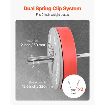 6FT skivstång, passar 2-tums viktskivor, förkromad skivstång med räfflat grepp för styrketräning, tyngdlyftning, knäböj, marklyft, bänkpress, curl, overheadpress, 500lbs kapacitet |  EU