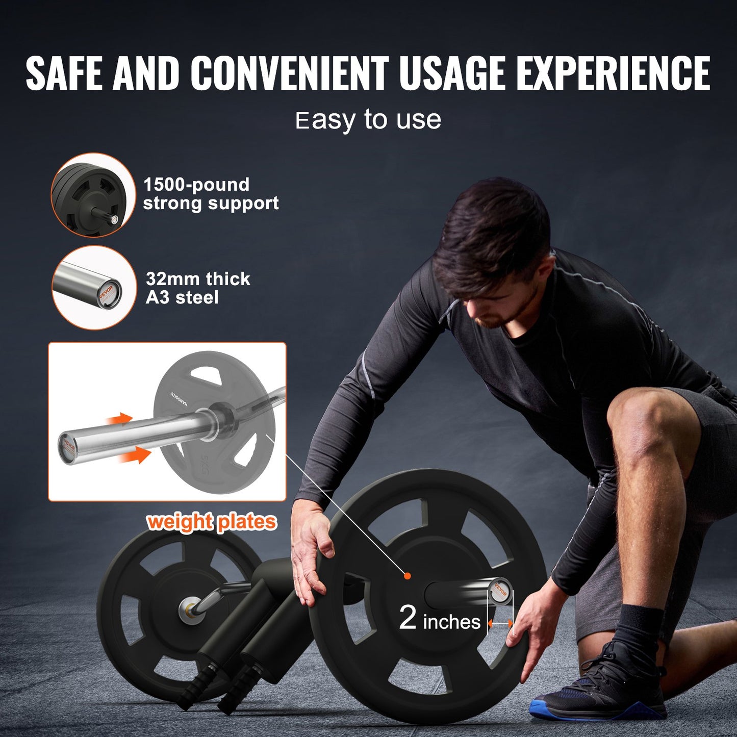 Safety Squat Bar, 1 500 LBS Fitness Squat Bar, Safety Squat Bar-fäste med axel- och armkuddar, 32 mm diameter viktstång, idealisk för främre knäböj, utfall, rehab, fysioterapi