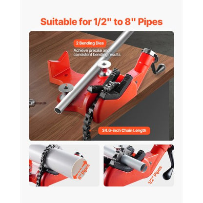 Schraubstock mit Kette, 1,27 cm bis 20,3 cm Kapazität, Hochleistungs-Rohr-Kettenschraubstock | EU