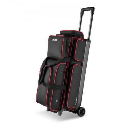 Bowlingtasche für 3 Bälle mit Rollen, Bowlingtasche mit Doppelrollen, Schuhfach