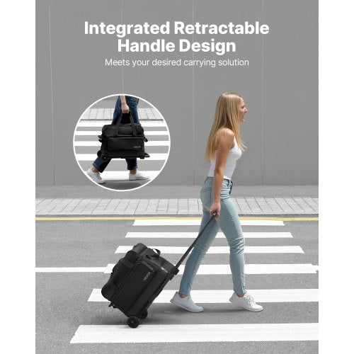 Bowling bag for 2 balls with wheels, bowling bag with double rollers, shoe compartment