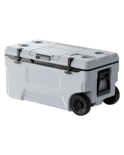 Portable Cooler 74 QT Wheeled Cooler 120 Can Capacity with Cup Holder