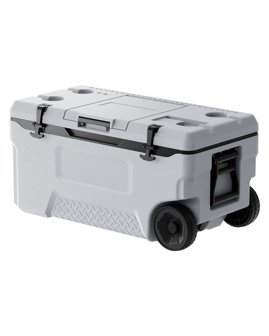 Portable Cooler 74 QT Wheeled Cooler 120 Can Capacity with Cup Holder