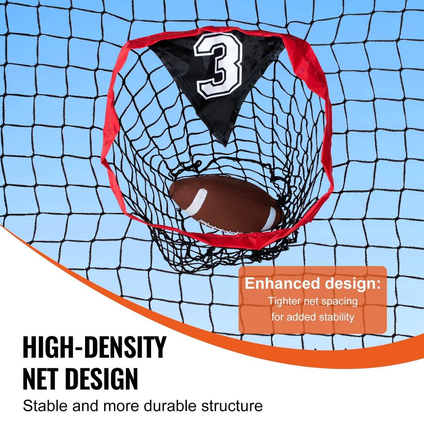 7 x 7 ft Football-Trainer-Wurfnetz, Trainings-Wurftor-Trainingsnetz mit 5 Tortaschen, knotenloses Netz inklusive Korbrahmen und tragbarer Tasche, verbessert die Wurfgenauigkeit des Quarterbacks, rot