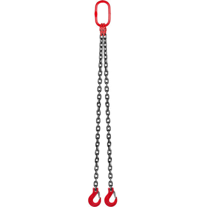 5FT Kedjeslinga 0,375 tum x 5 ft dubbelben med gripkrokar slingkedja 4T Kapacitet dubbla ben kedjasling Grade80(0,375 tum x 5 fot dubbelbenssling)