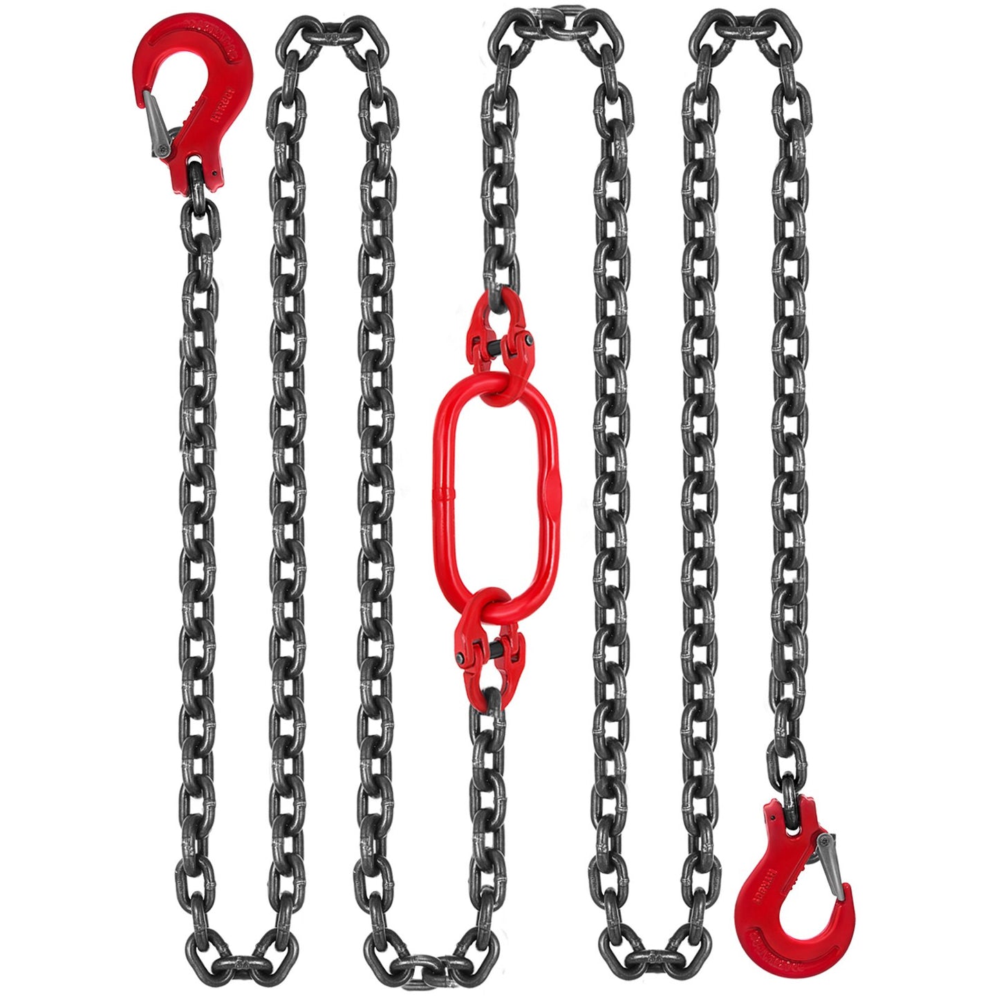 5FT Kedjeslinga 0,375 tum x 5 ft dubbelben med gripkrokar slingkedja 4T Kapacitet dubbla ben kedjasling Grade80(0,375 tum x 5 fot dubbelbenssling)