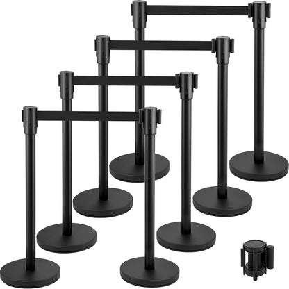Crowd Control Pole Pole Set 8 Pieces with 6.6 ft/2 m Black Belt