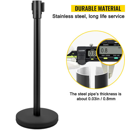 Crowd Control Pole Pole Set 8 Pieces with 6.6 ft/2 m Black Belt