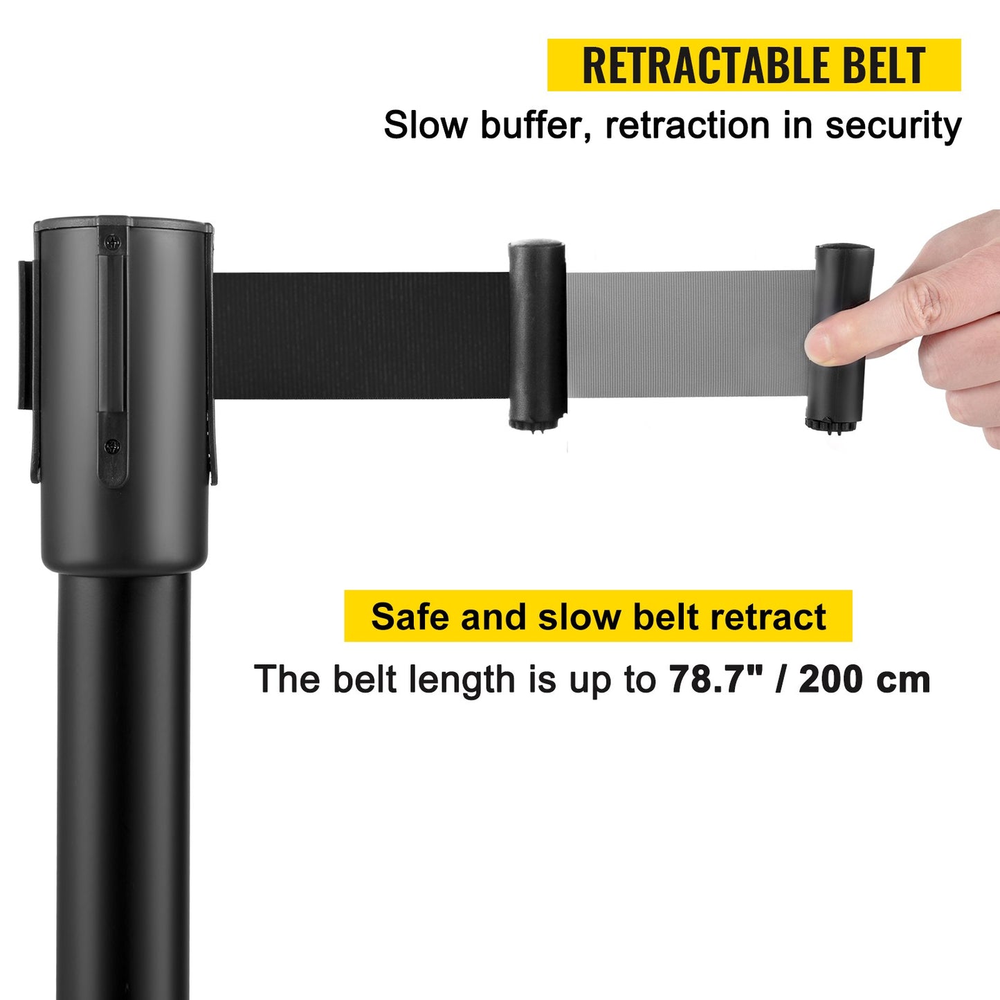 Crowd Control Pole Pole Set 8 Pieces with 6.6 ft/2 m Black Belt