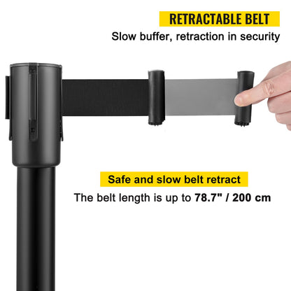 Crowd Control Pole Pole Set 8 Pieces with 6.6 ft/2 m Black Belt