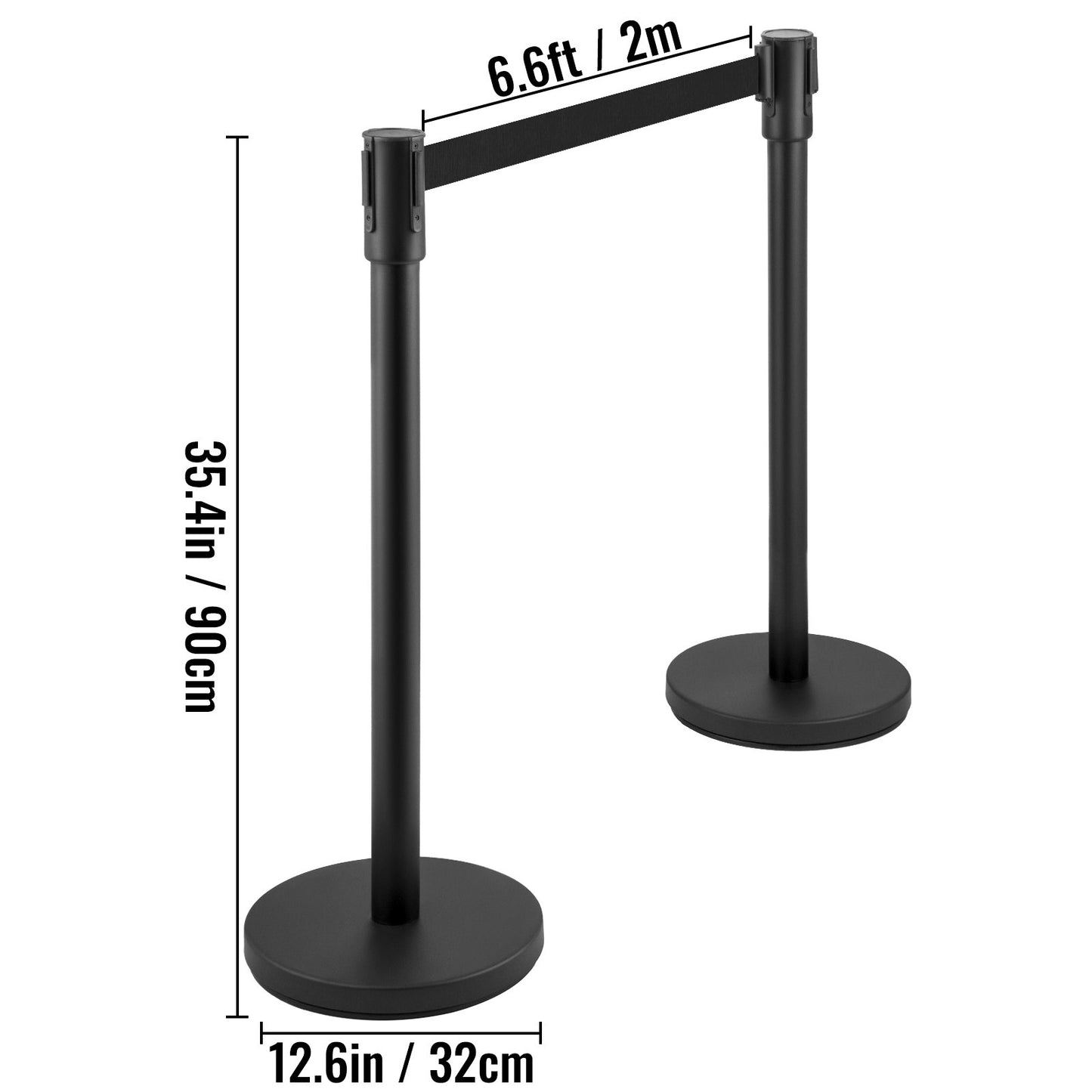 Crowd Control Pole Pole Set 8 Pieces with 6.6 ft/2 m Black Belt