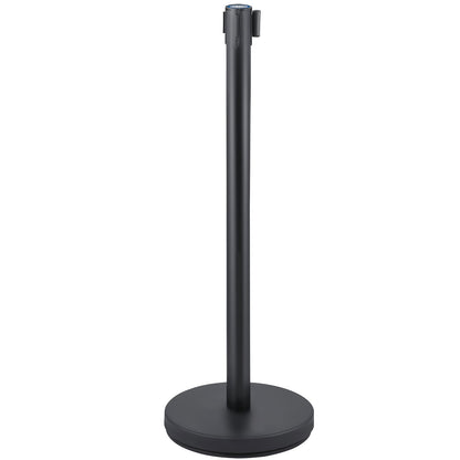 Crowd Control Stång, Set med 6 delar Stångsats, Stångsats med 6,6 fot/2 m svart infällbart bälte, svart Crowd Control Barriär med betong och metallbas – Easy Connect Montering