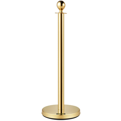 Set med 2 Guld Round Top Queue Control Barriärstolpar Stativ Säkerhetsstativ repavdelare med 1,5 M rött rep Crowd Control Barriär Guld Round top Column