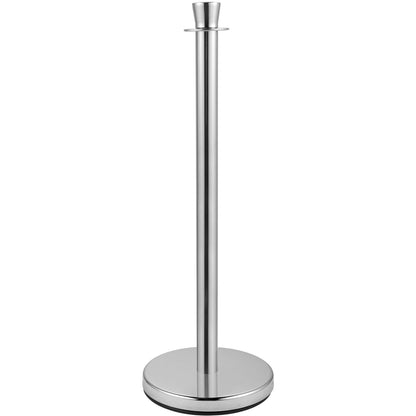 Crowd Control Stång, Set med 2 delar Stång Set, Stång Set med 5 fot/1,5 m svart sammetsrep, Silver Crowd Control Barriär med robust betong och metallbas - Enkel montering