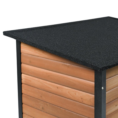 Outdoor Dog House, vattentätt isolerat hundhus med förhöjt golv, Anti-Bite Wood Hund House utomhus järnstomme, öppet tak, för medelstora till stora hundar