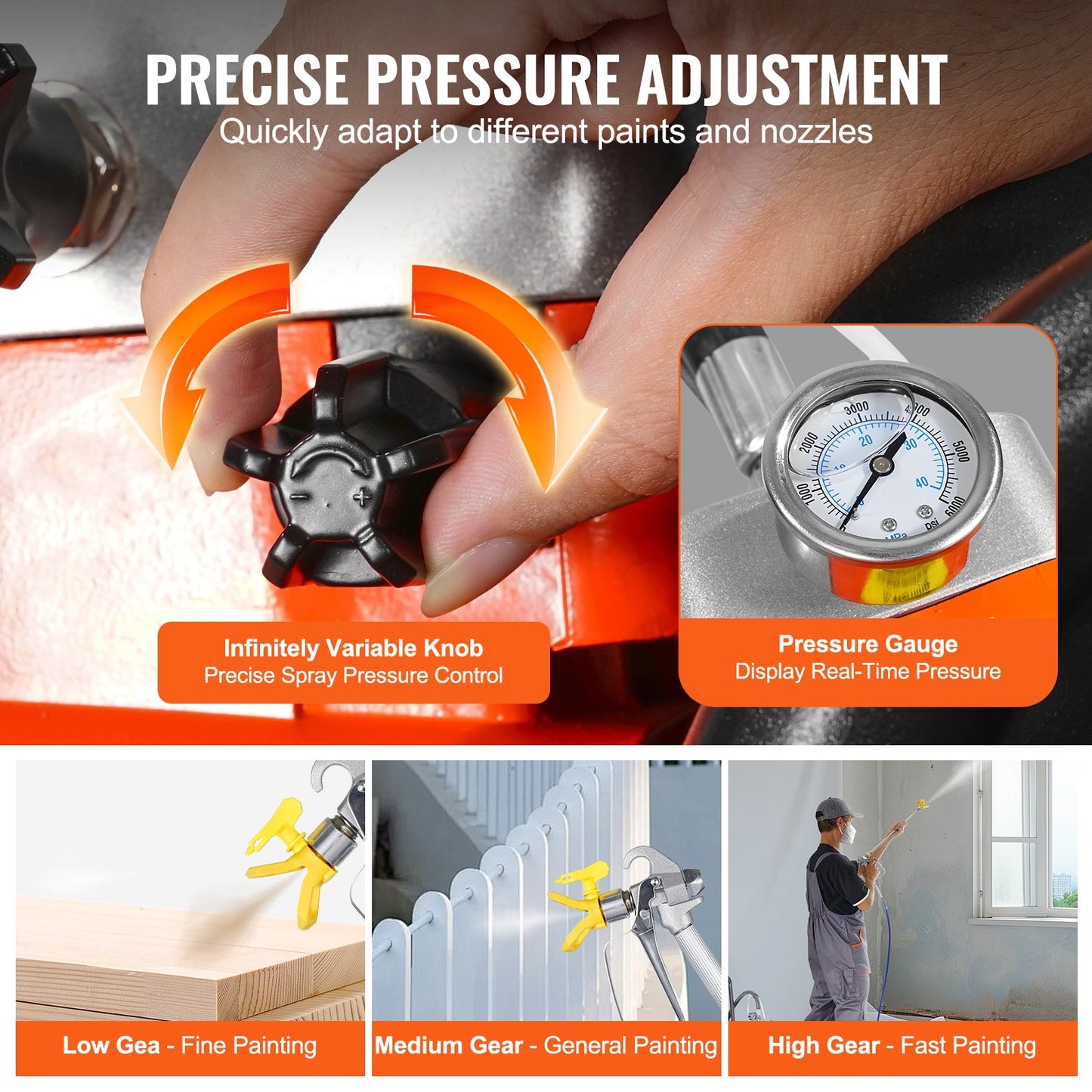 Cart Airless Paint Sprayer Membran Paint Airless Sprayer 1700W Elektrisk
