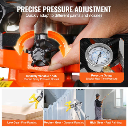 Cart Airless Paint Sprayer Membran Paint Airless Sprayer 900W Elektrisk