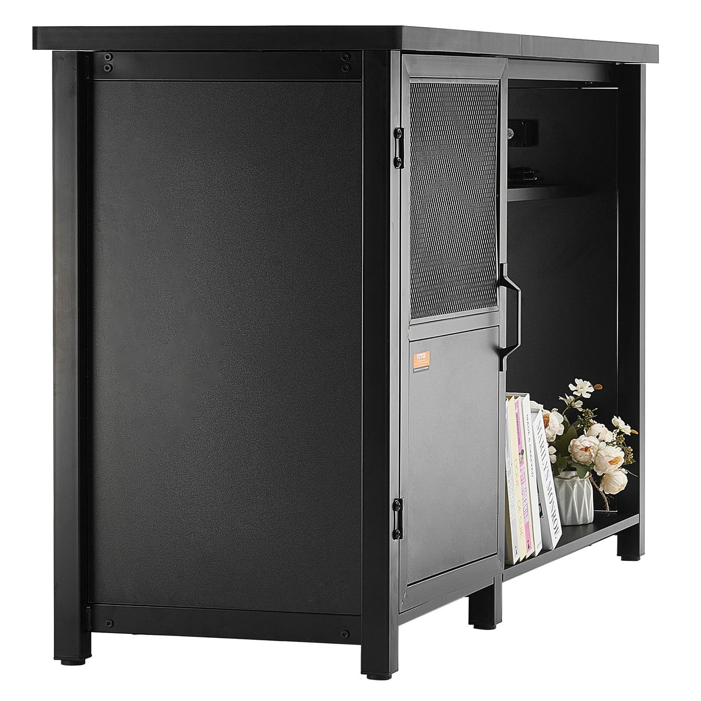 Aquarium Stand, 75 gallon Fish Tank Stand, 52 x 19,7 x 32,3 i stål och MDF Turtle Tank Stand, 626 lbs lastkapacitet, Reptil Tank Stand med förvaringsskåp och inbyggd kraftpanel, svart