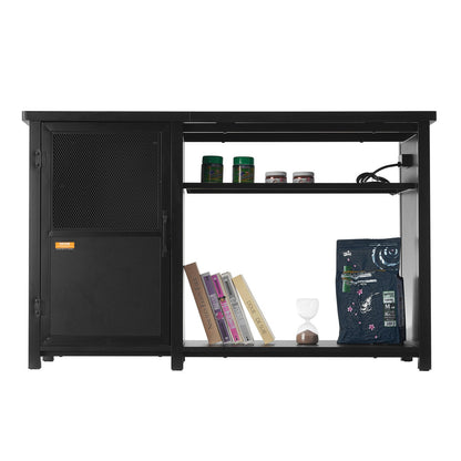 Aquarium Stand, 75 gallon Fish Tank Stand, 52 x 19,7 x 32,3 i stål och MDF Turtle Tank Stand, 626 lbs lastkapacitet, Reptil Tank Stand med förvaringsskåp och inbyggd kraftpanel, svart