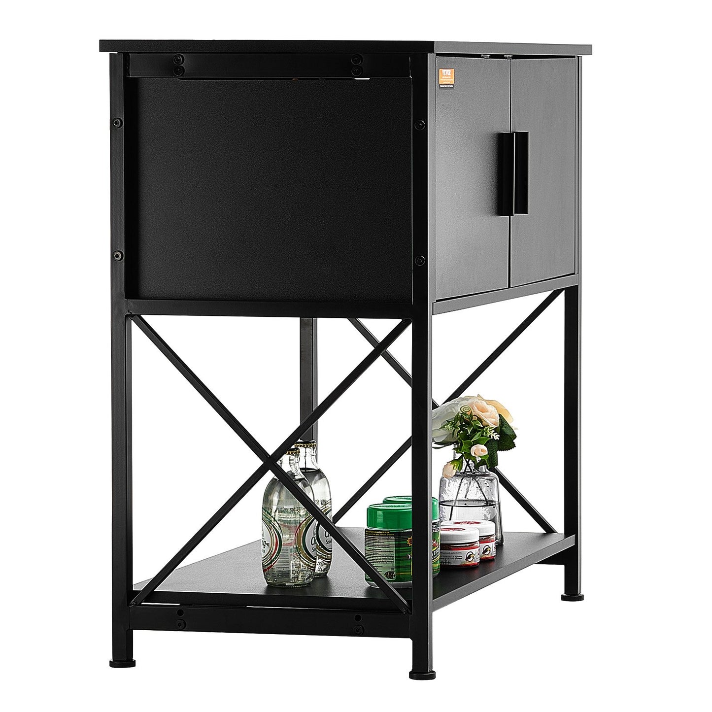 Aquarium Stand, 29 gallon Fish Tank Stand, 28,7 x 16,5 x 30 i stål och MDF Turtle Tank Stand, 242,5 lbs lastkapacitet, Reptil Tank Stand med förvaringsskåp och inbyggd kraftpanel, svart