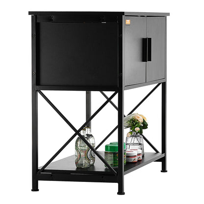 Aquarium Stand, 29 gallon Fish Tank Stand, 28,7 x 16,5 x 30 i stål och MDF Turtle Tank Stand, 242,5 lbs lastkapacitet, Reptil Tank Stand med förvaringsskåp och inbyggd kraftpanel, svart