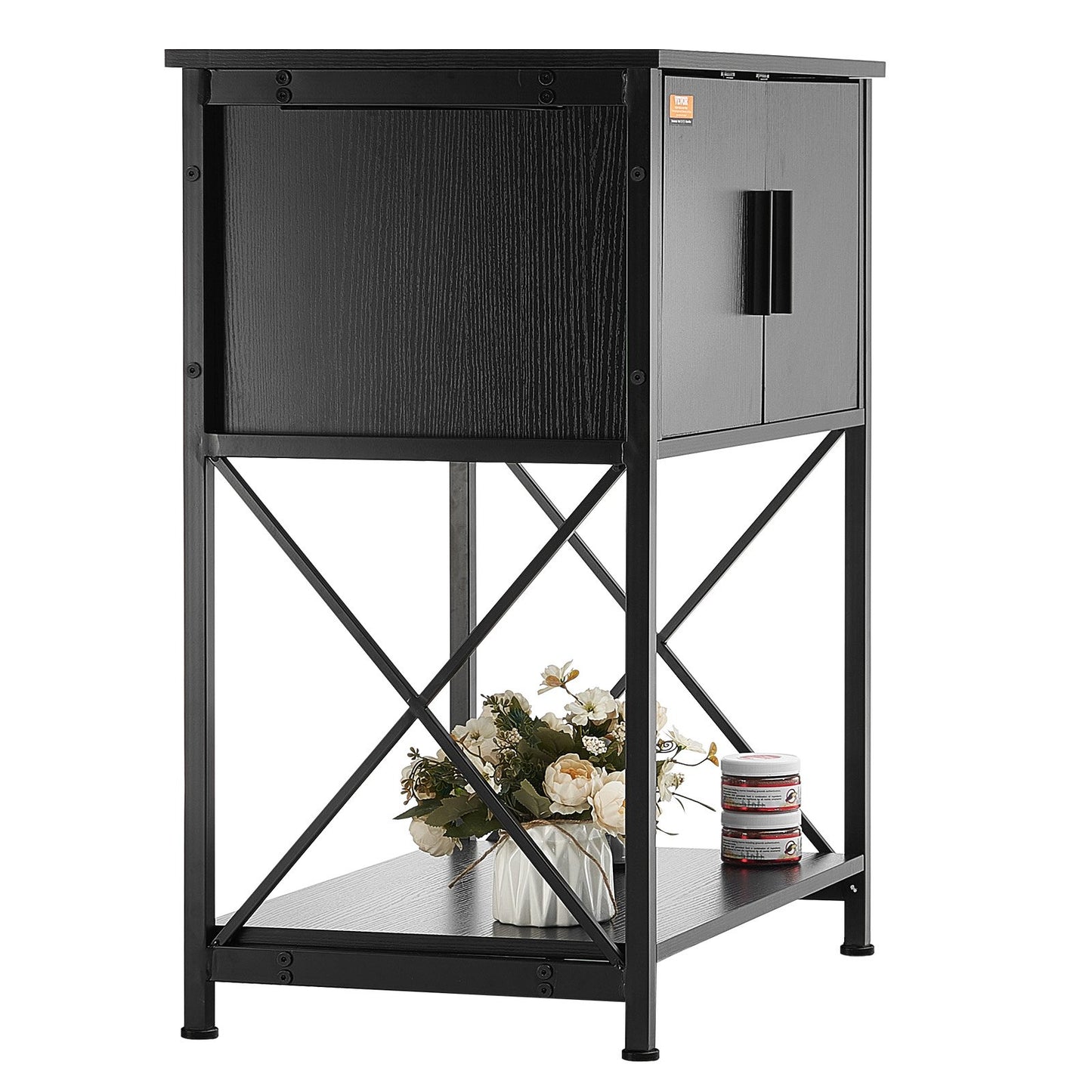 Aquarium Stand, 20 gallon Fish Tank Stand, 25,6 x 16,5 x 31,9 i stål och MDF Turtle Tank Stand, 167,6 lbs lastkapacitet, Reptil Tank Stand med förvaringsskåp och inbyggd kraftpanel, svart