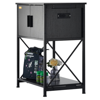 Aquarium Stand, 20 gallon Fish Tank Stand, 25,6 x 16,5 x 31,9 i stål och MDF Turtle Tank Stand, 167,6 lbs lastkapacitet, Reptil Tank Stand med förvaringsskåp och inbyggd kraftpanel, svart