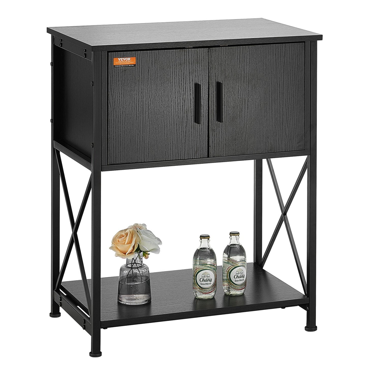 Aquarium Stand, 20 gallon Fish Tank Stand, 25,6 x 16,5 x 31,9 i stål och MDF Turtle Tank Stand, 167,6 lbs lastkapacitet, Reptil Tank Stand med förvaringsskåp och inbyggd kraftpanel, svart