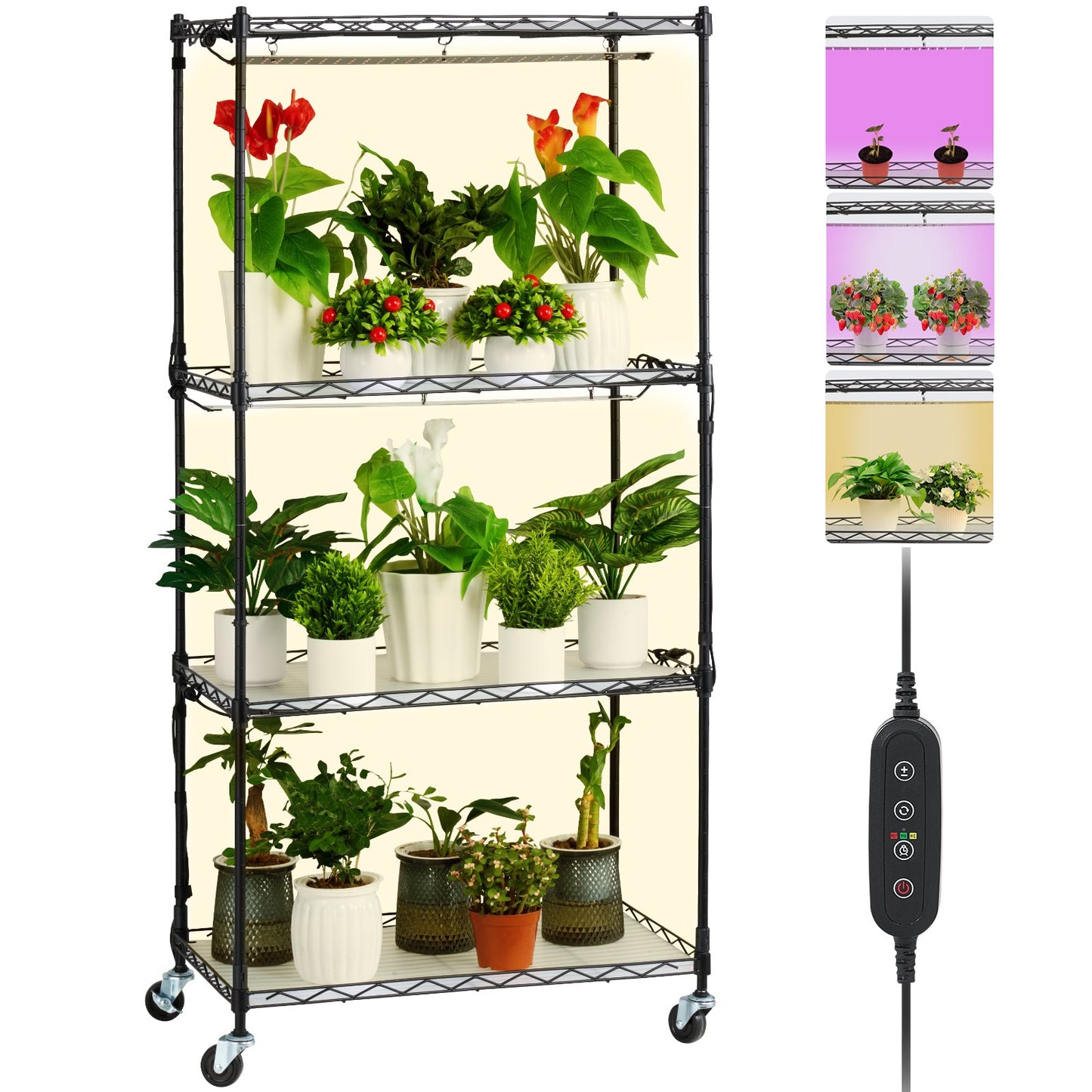 Plant Stand with Grow Lights 4 Eters 45W 49.8" Tall Plant Grow Shelf