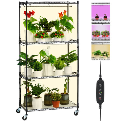 Plant Stand with Grow Lights 4 Eters 45W 49.8" Tall Plant Grow Shelf