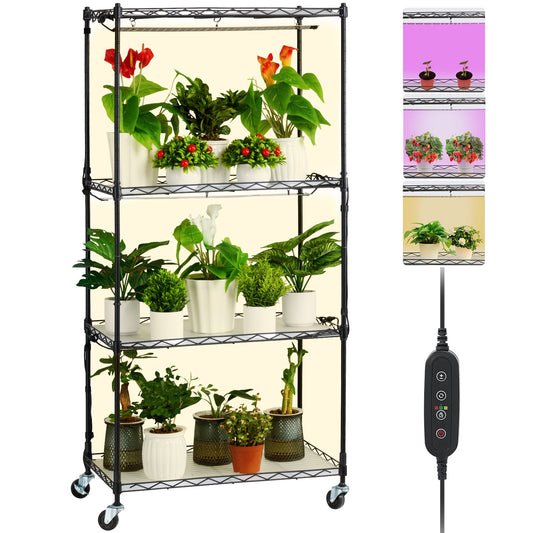 Plant Stand with Grow Lights 4 Eters 45W 49.8" Tall Plant Grow Shelf