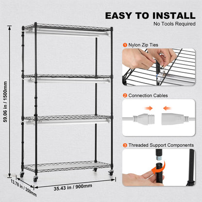 Plant Stand with Grow Lights 4 Eters 180W 59,1" Tall Plant Grow Hylla